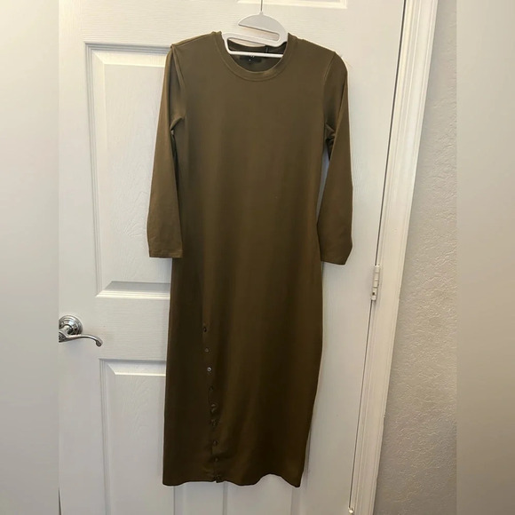 Theory 3/4 Sleeve Button Front Hem Midi Dress Ranmire Knit Modal  small - Picture 3 of 7